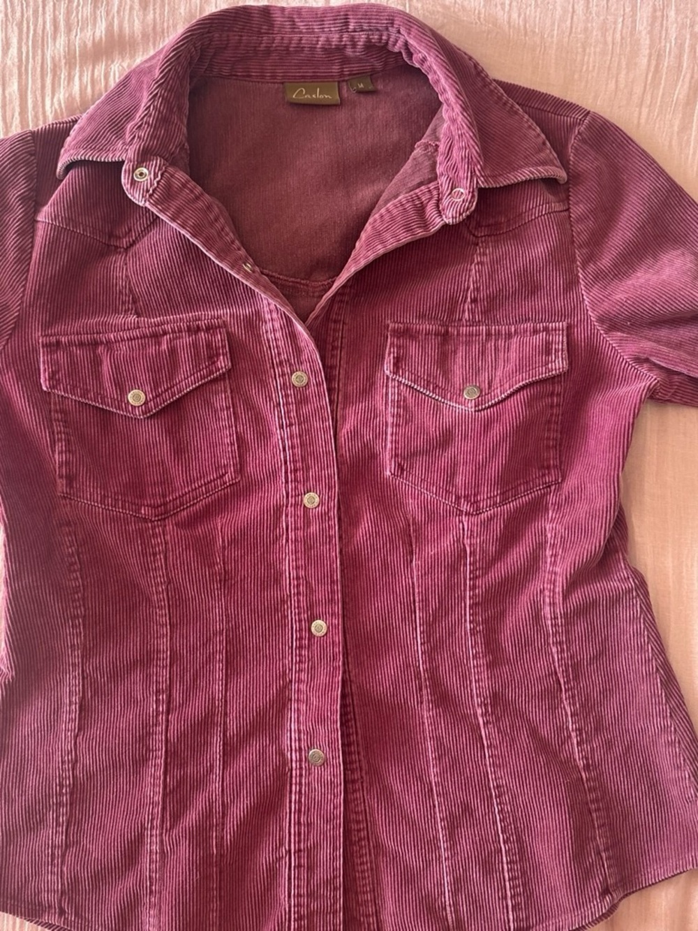 Caslon Corduroy Button-Front Shirt Jacket in Dusty Rose